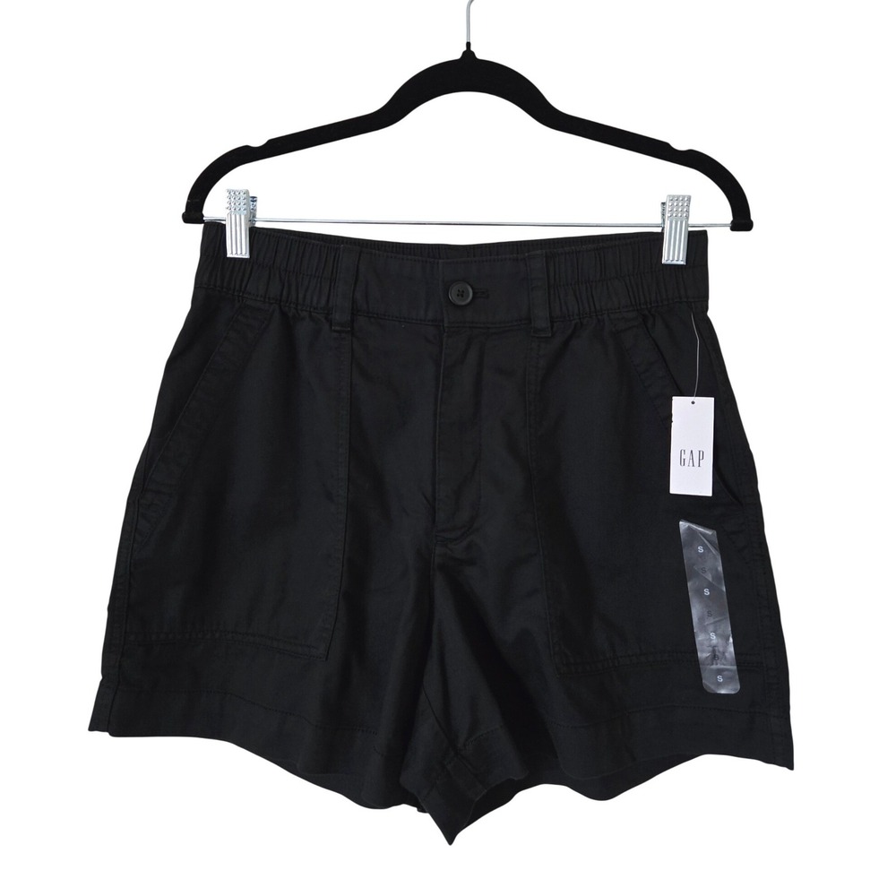 GAP‎ Womens Black Cotton High Waisted Utility Shorts Small NWT